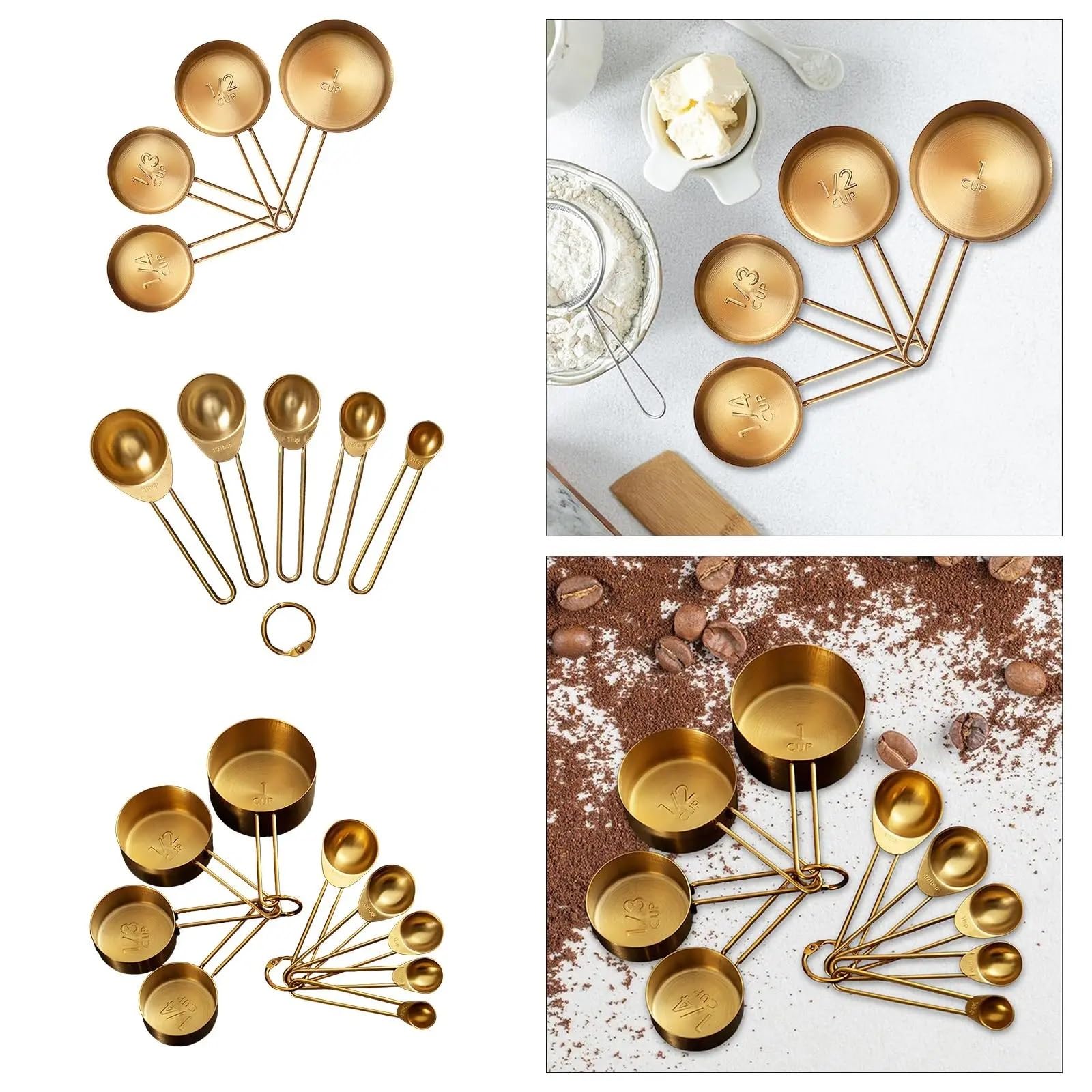 Messbecher-Set aus Edelstahl | Mess-Back-Set, Zubehör, Back-Gadgets, professionell for das Kochen von Lebensmitteln, Kaffeebohnen