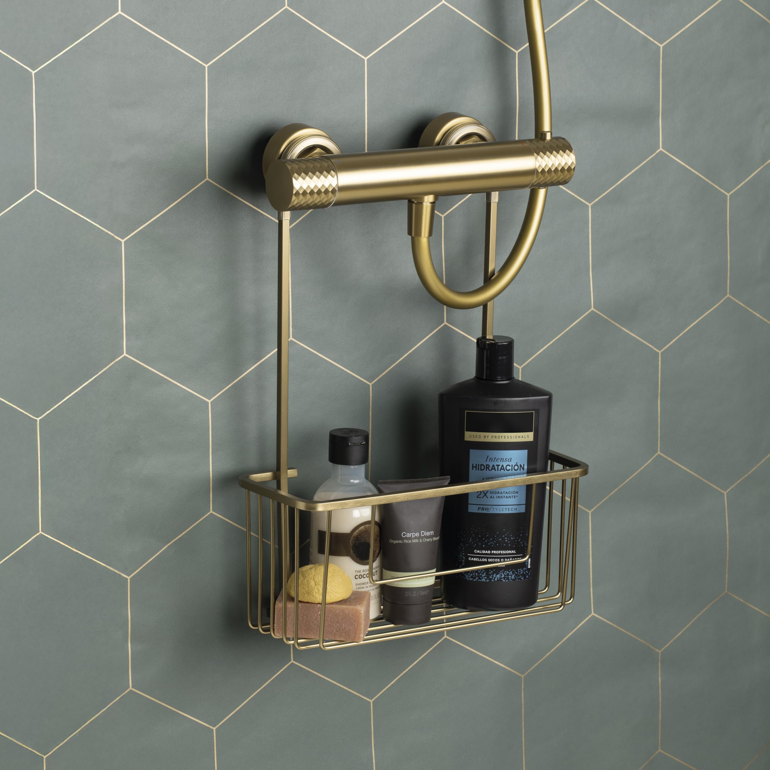 TATAY Etagere Douche sans Percage Résistante | 100% Inoxydable | Etagère de Douche sans Outils | Colgador Design Moderne | Résistante à l’Humidité | Supporte du Poids | 28 x 12,8 x 38,5 cm