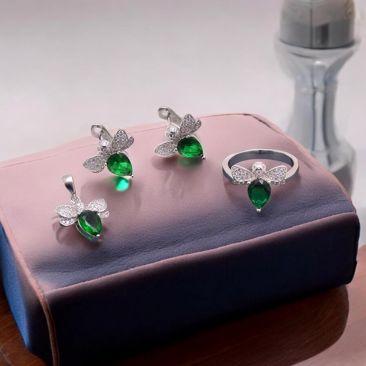 Emerald Pear Shape Earrings, 925 Sterling Silver, Handmade Gemstone Earrings for Women, Valentine’s Day Gift, Mother’s Day Jewelry, Gift for Her