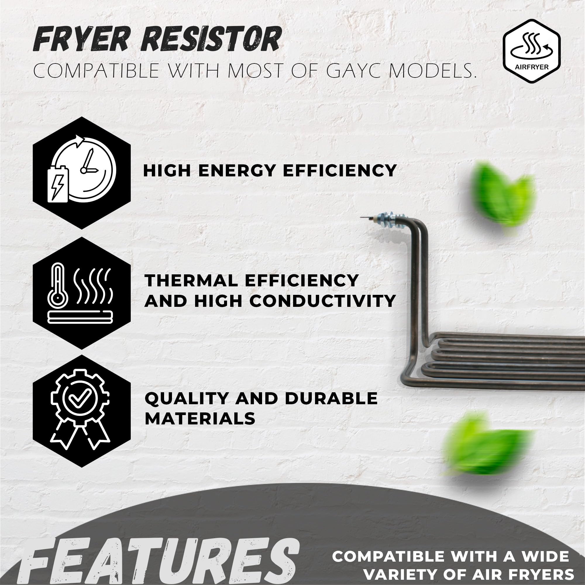 DOJA Barcelona | Resistencia para Freidora | Resistencias Calefactoras para Freidoras Compatible con GAYC | 3000W | Resistencia Electrica 230V | 185x230x162mm | Calentador Temperatura Aceite
