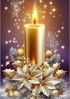 Genius maker Christmas Candle Diamond Painting Kits for Adults, 5D Diamond Art Kits for Adults Beginners, DIY Full Drill Gem Art Diamonds Painting Pictures Crafts Kit for Home Wall Decor 12x16inch