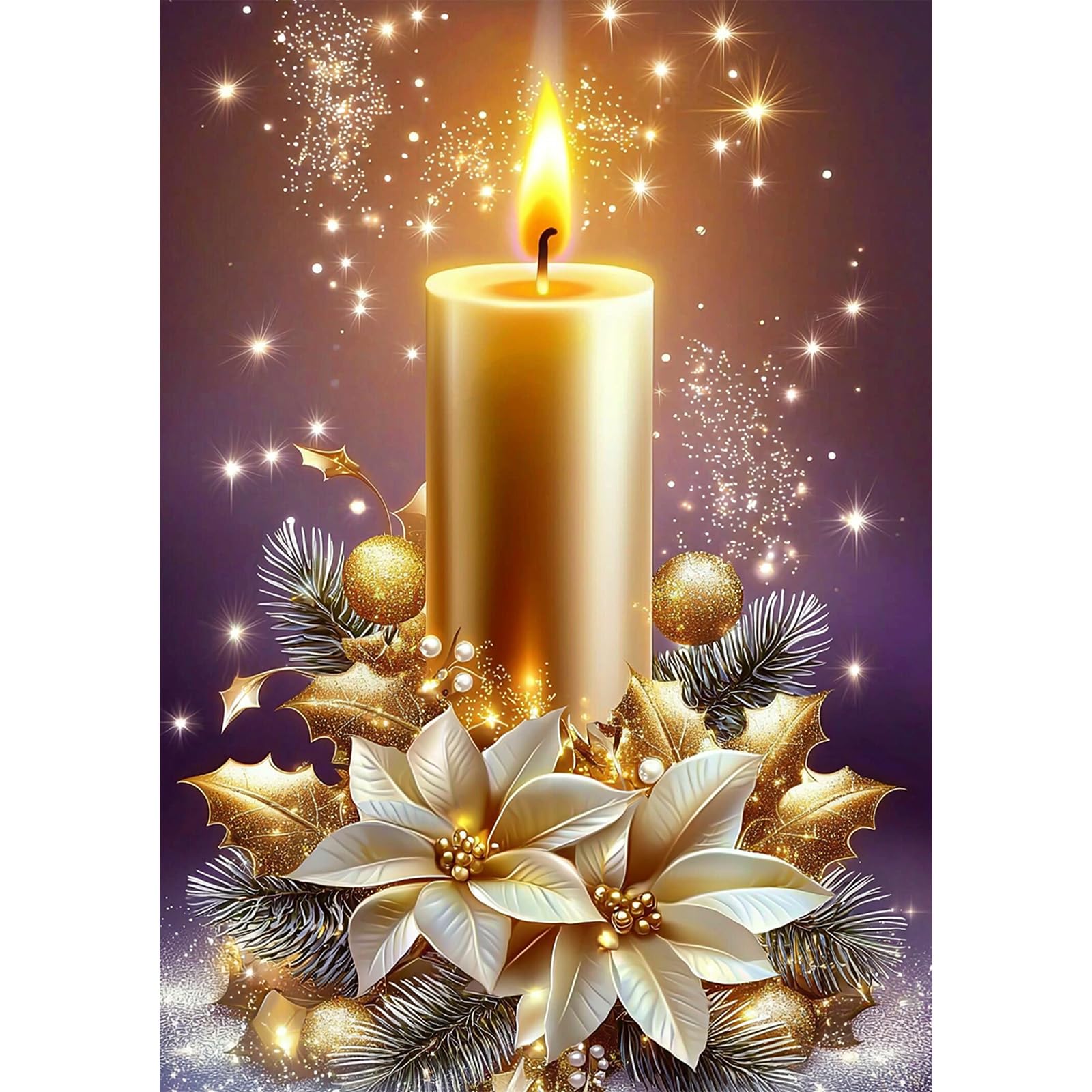 GHHKUD Weihnachtskerze Diamond Painting Set für Erwachsene, 5D Diamant Painting Bilder für Erwachsene Anfänger, DIY Full Drill Diamond Art Diamant Malerei Bilder für Dekoration 30x40 CM