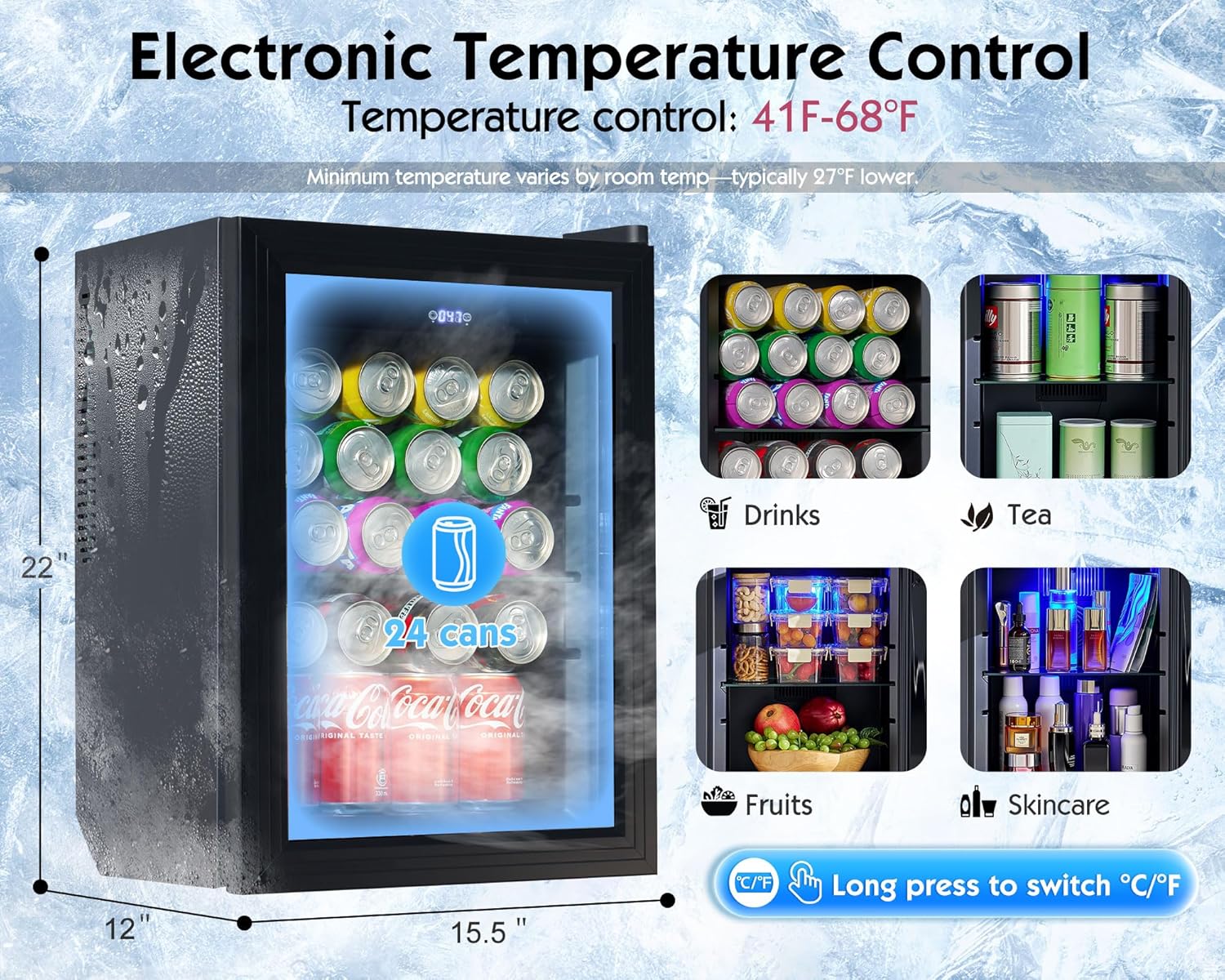 60" Farmhouse Coffee Bar Cabinet with Beverage Fridge (Included), Wine Bar Cabinet with Drawer Storage, Mini Fridge Cabinet, Sideboard Cabinet for Dining Room, Living Room-Brown