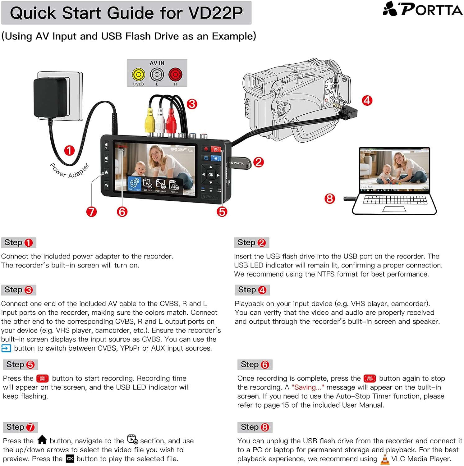 Quick Start Guide for Portta VHS to Digital Converter