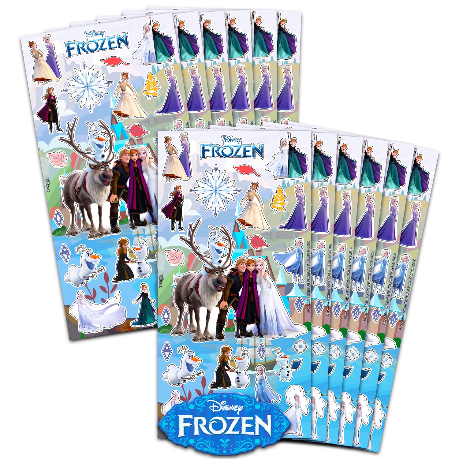 Frozen Party Favors for Kids, Toddlers - Elsa Bulk Stickers for Girls Bundle with 12 Pack Sticker Sheets for Girls Birthday Party & Goodie Bags |