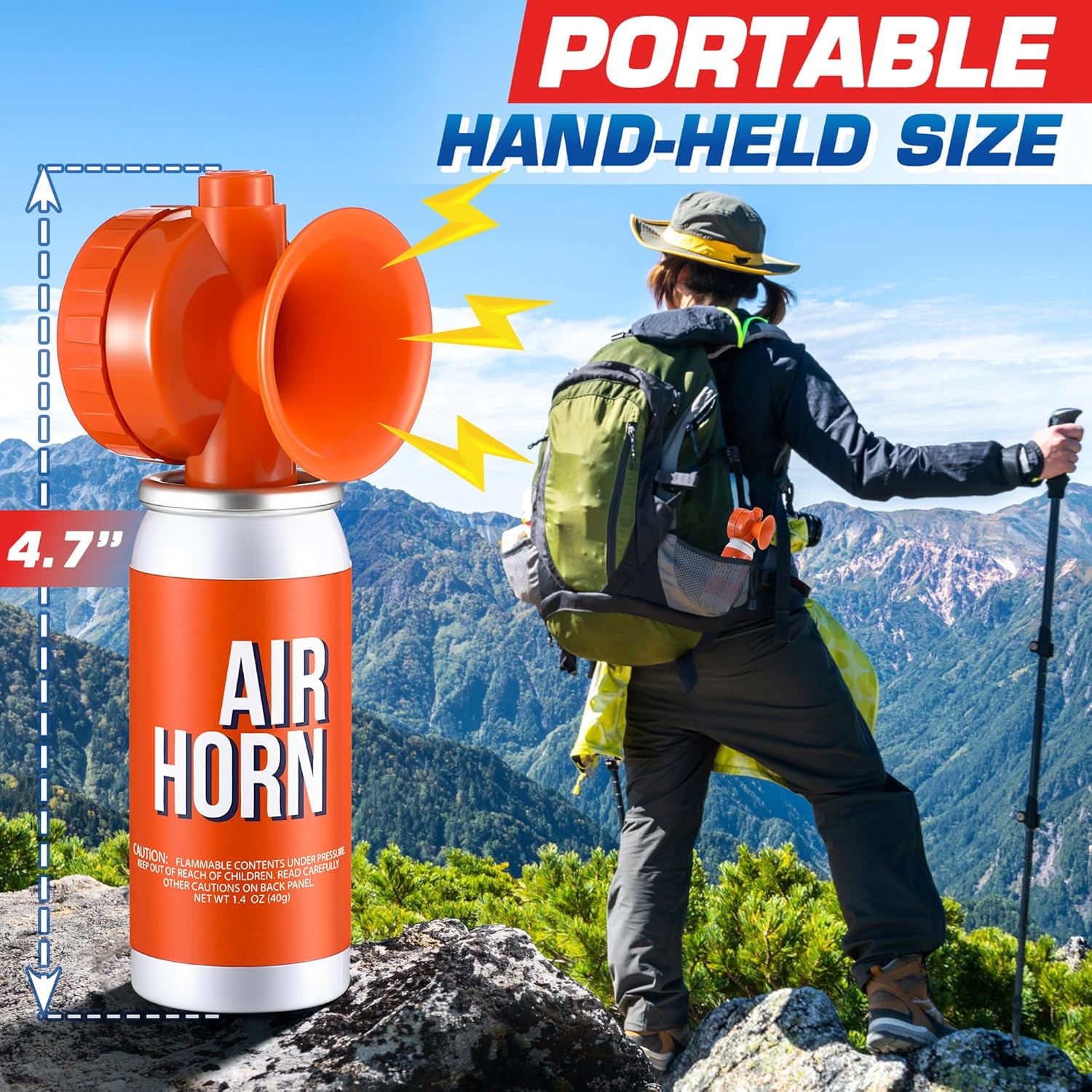 Air Horn 1.4oz, 122dB Loud Air Horns for Safety, Heard Up to 1/2 Mile Away, Small Boat Marine Horn Can, Meet US Coast Guard, Emergency Use for Marine Boating