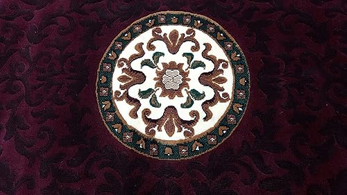 Miniatura 6 de Alfombra tradicional de diseño floral (borgoña, 3 pies 10 pulgadas x 5 pies 2 pulgadas)