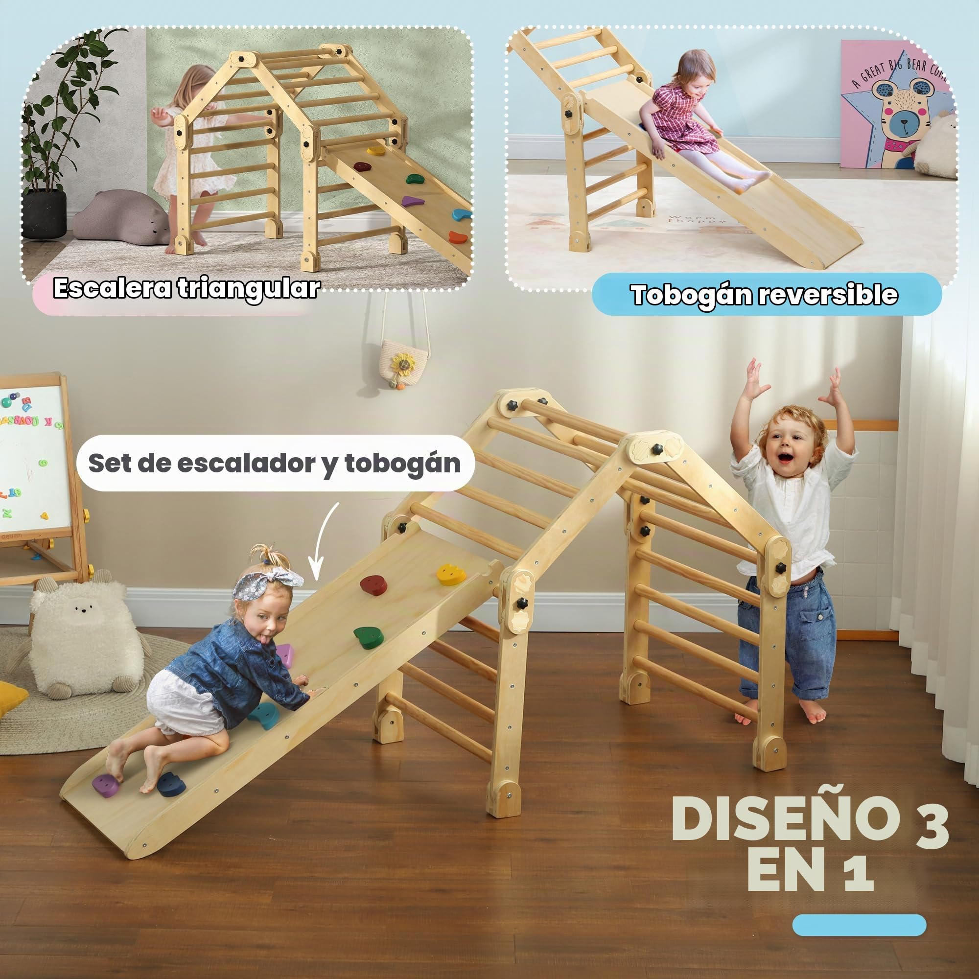AIYAPLAY Escalada para Niños Montessori Plegable 18-48 Meses Multicolor