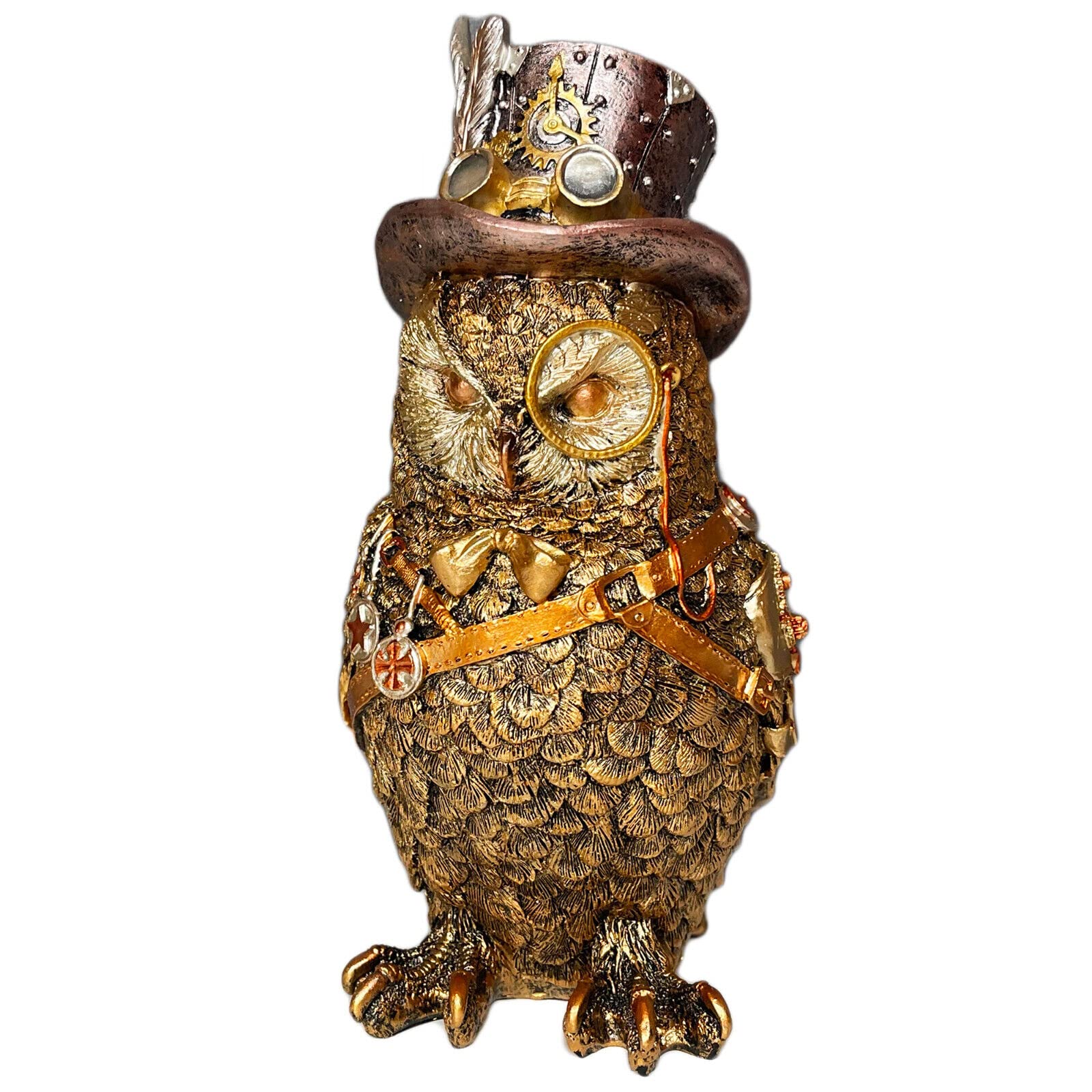 Darthome Gold Cogsmith Owl Steampunk Ornament Resin Gothic Fantasy Vintage Bird Figurine 24Cm