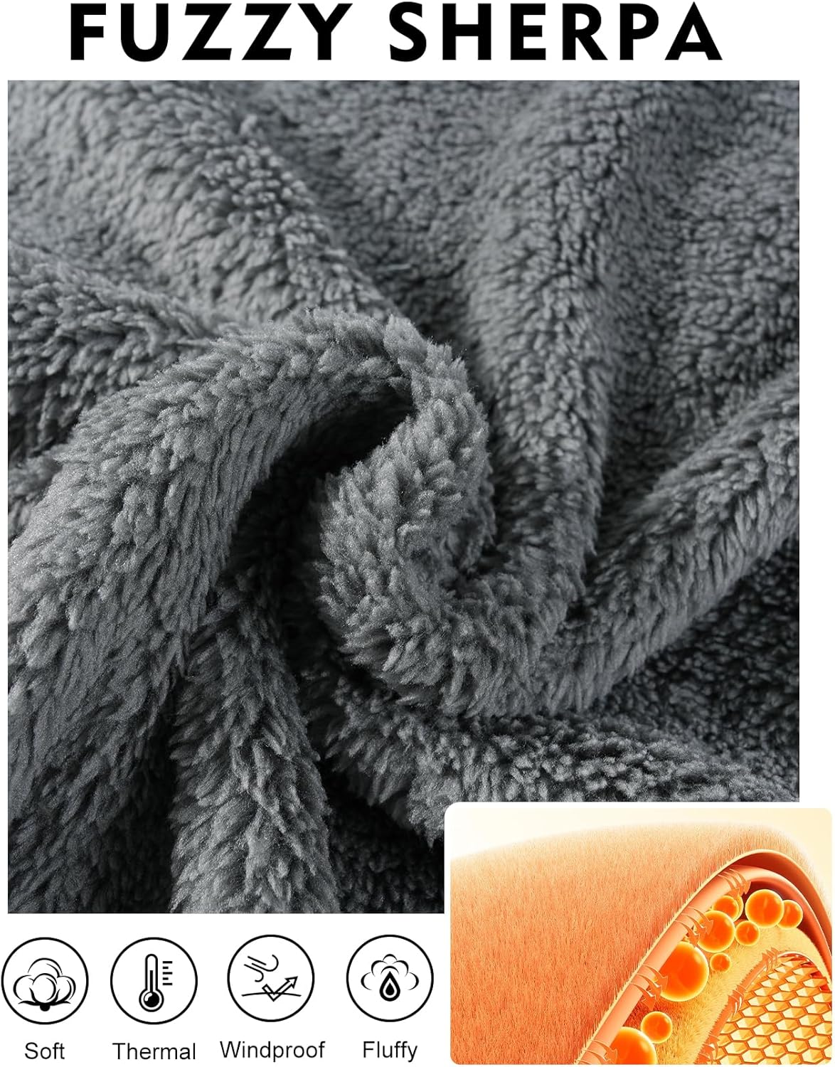 Flygo Mens Fuzzy Hoodie Sherpa Pullover Hoodies Casual Long Sleeve Hooded Sweatshirt Warm Fall Winter Fluffy Sweater - Image 7