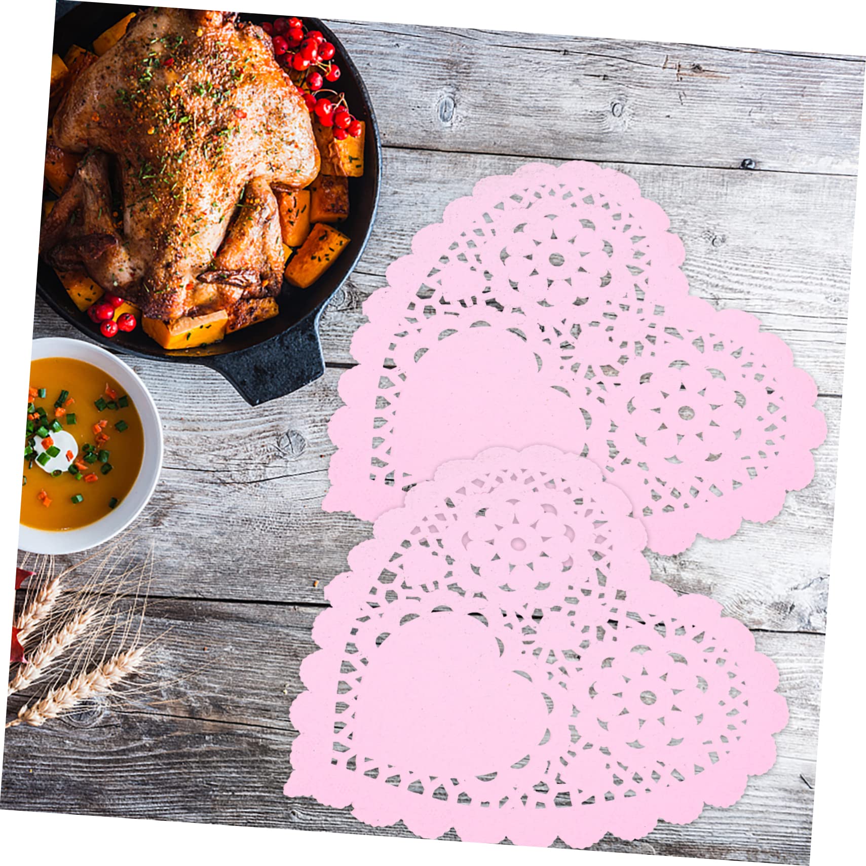 OFFSCH 100pcs Heart-shaped Table Towel Valentine's Day Decorations Paper Doilies for Party Wedding Christmas