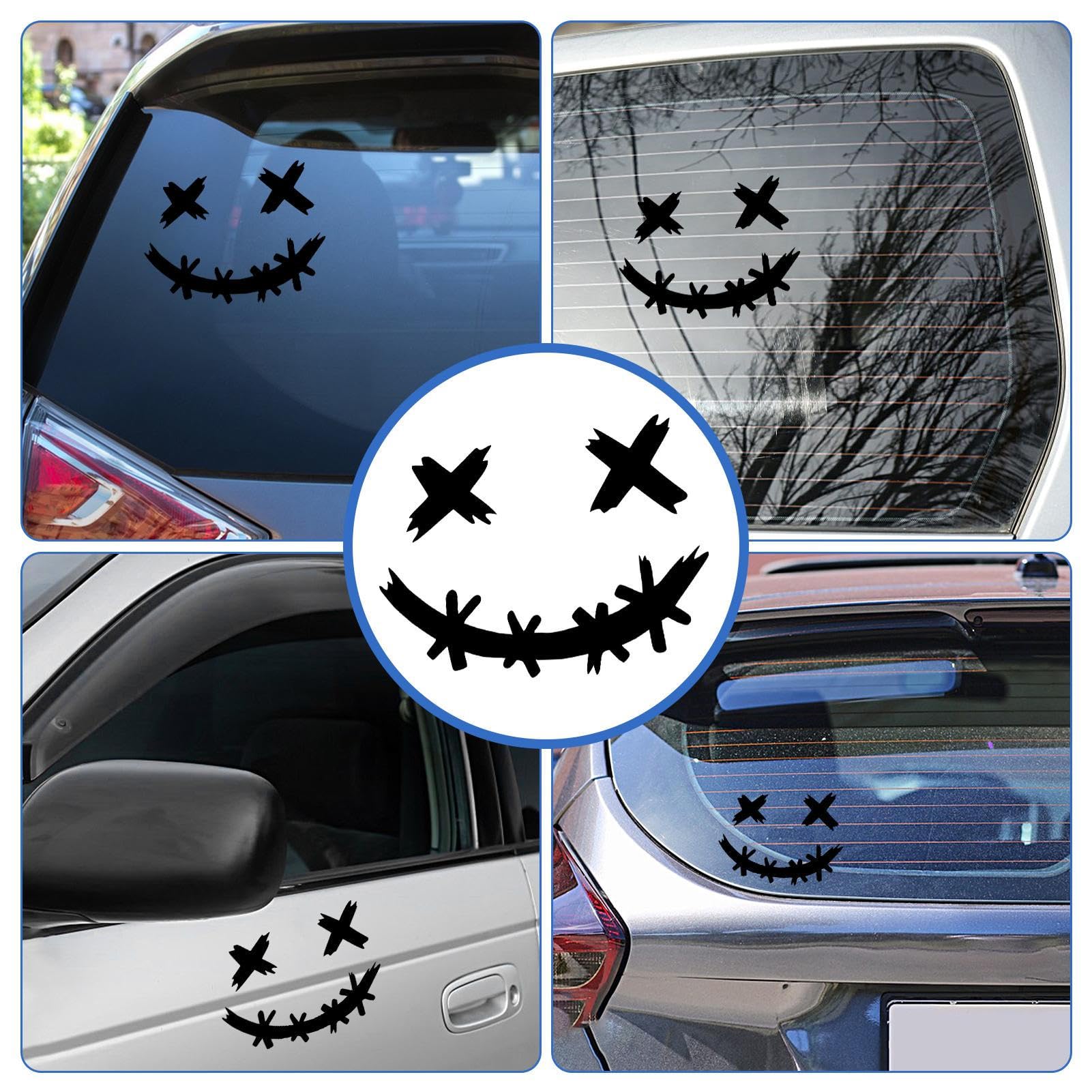 Pegatinas Impermeables Decorativas con Cara Sonriente para Autos, Coches y Bicicletas