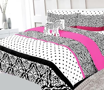 Twin/Full Kids Comforter Reversible Complete Bedding Set Girls Boys Toodler Patterned Sheets Set Pillow Sham and Decorative PillowSham Zebra, Twin