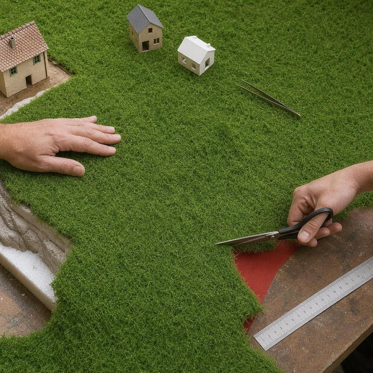 Muschio Artificiale Decorativo - Tappeto Muschio Finto per Micro Paesaggi e Modellismo - per diorami, Pezzo di muschio con base verde, 1m*1m