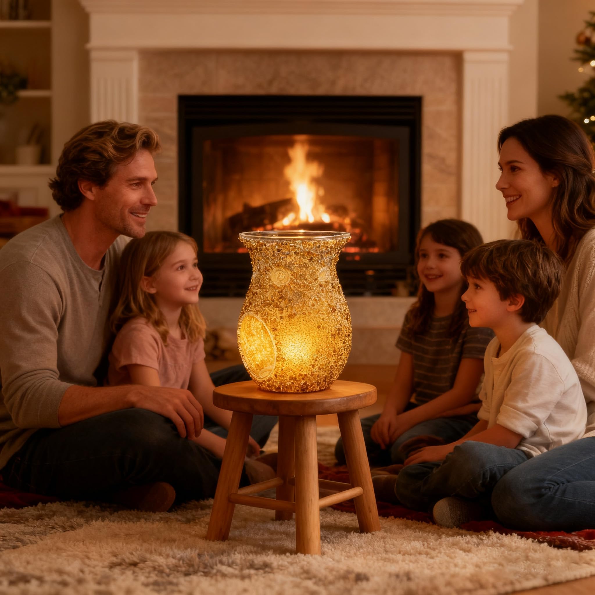 Mosaikglas, romantische Duftlampe, Teelichthalter, Duftwärmer, Räucherstäbchen, Aromadiffusor für Hochzeit, Weihnachten, Heimdekoration, Gelb