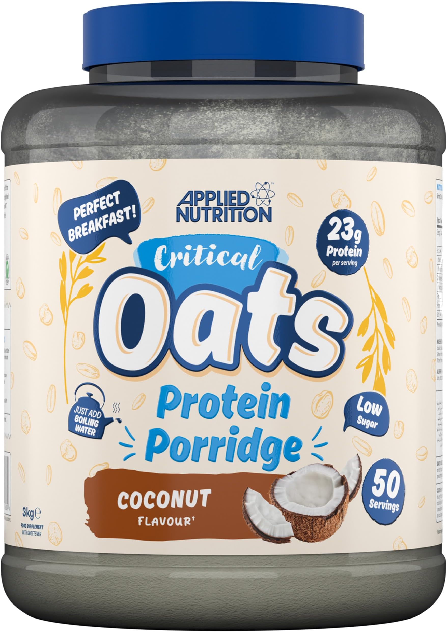 Critical Oats - Protein Oats, Porridge with ISO-XP Whey Protein Isolate, Healthy Breakfast and High Protein Snack (3kg - 50 Servings) (Coconut)