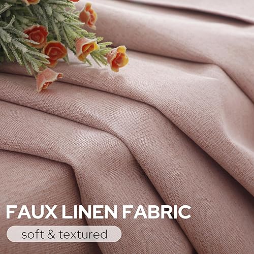 Miniatura 2 de HOMEIDEAS Cortinas 100% opacas de 42 x 63 pulgadas de largo, 2 paneles de cortinas de lino sintético, cortinas de oscurecimiento de habitación,