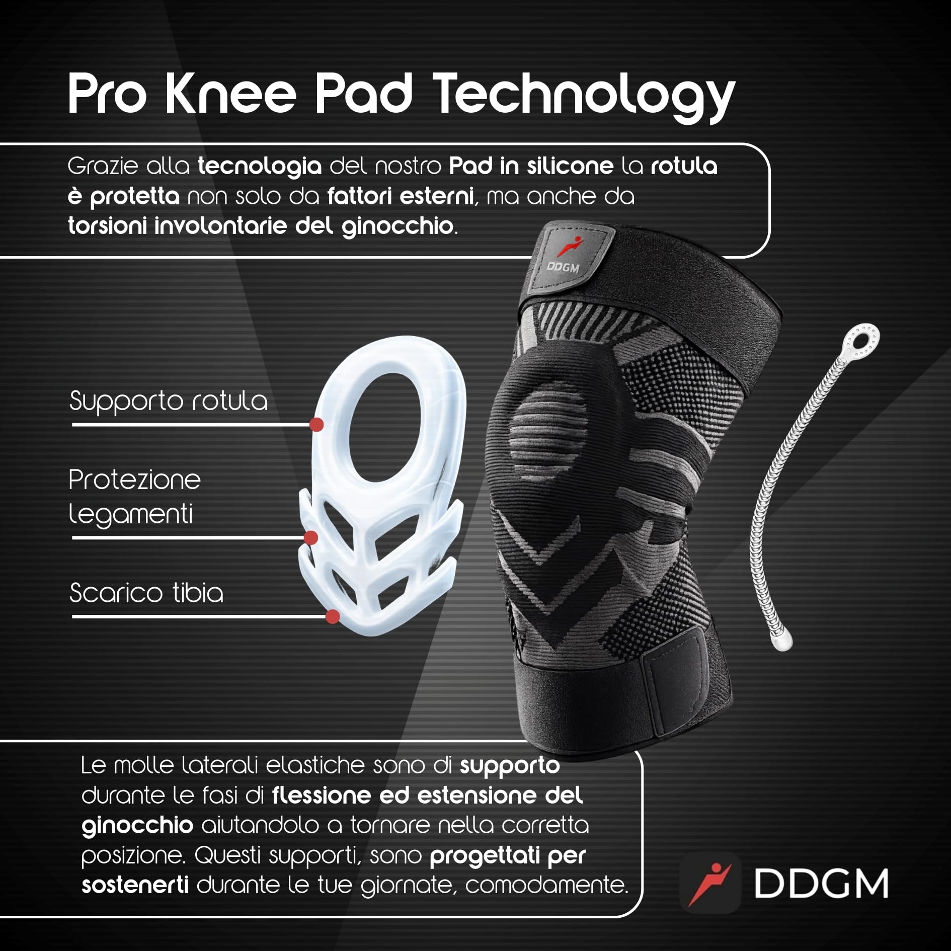 Ginocchiera Ortopedica Stabilizzante a Compressione Alta Qualità Tutore Ginocchio Con Gel Pad Rotuleo e Stecche Ginocchiera Sportiva per Artrosi e Menisco Fascia Elastica Ginocchio Size Small