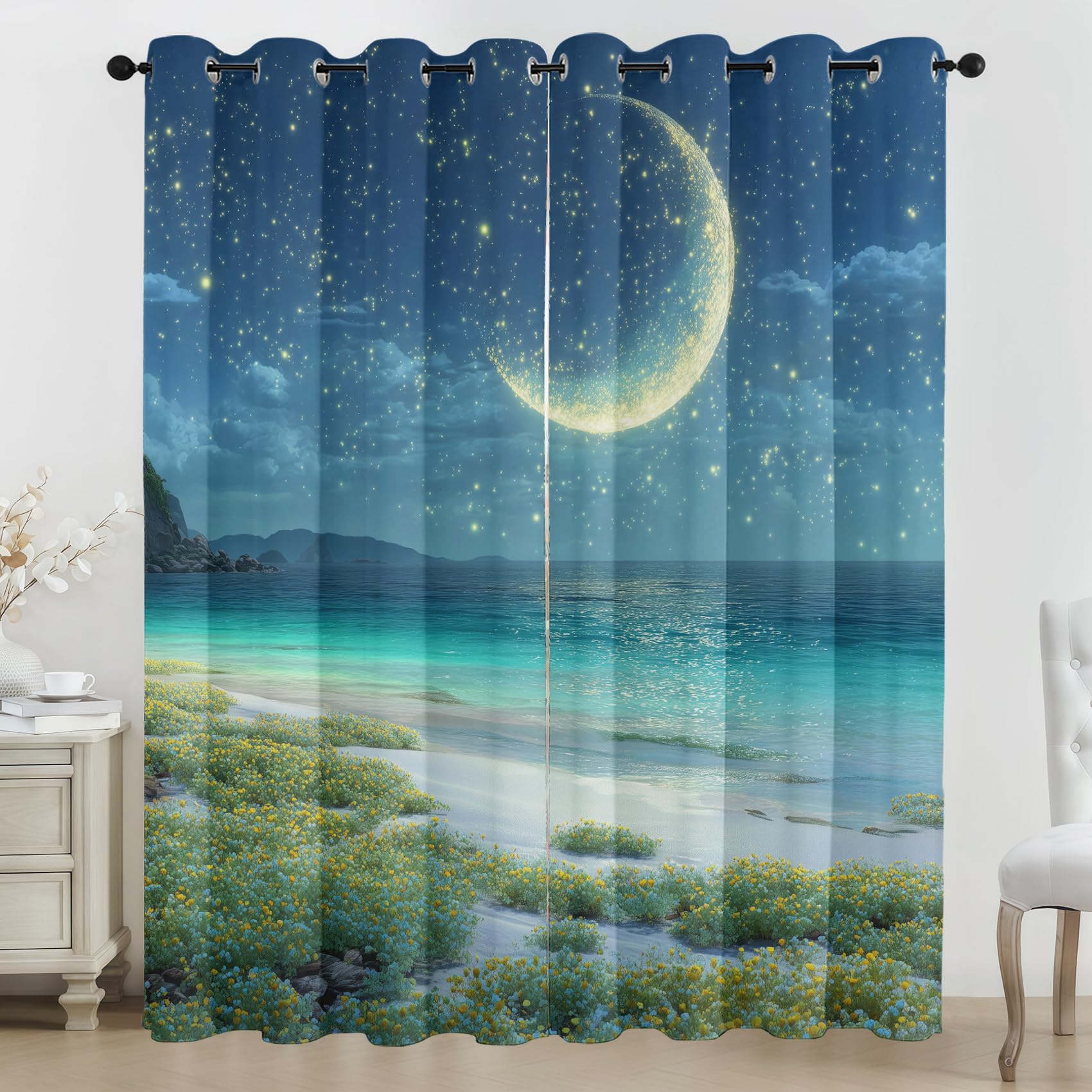 Rideau plage océan 140x225 cm occultant et thermique pour chambre