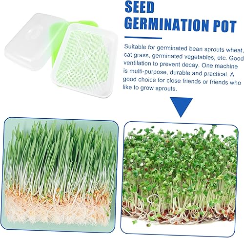 Miniatura 6 de Yardwe Plato de germinación de brotes de frijoles, bandeja para vivero, bandeja de propagador de jardín, macetas hidropónicas de trigo de jardín con