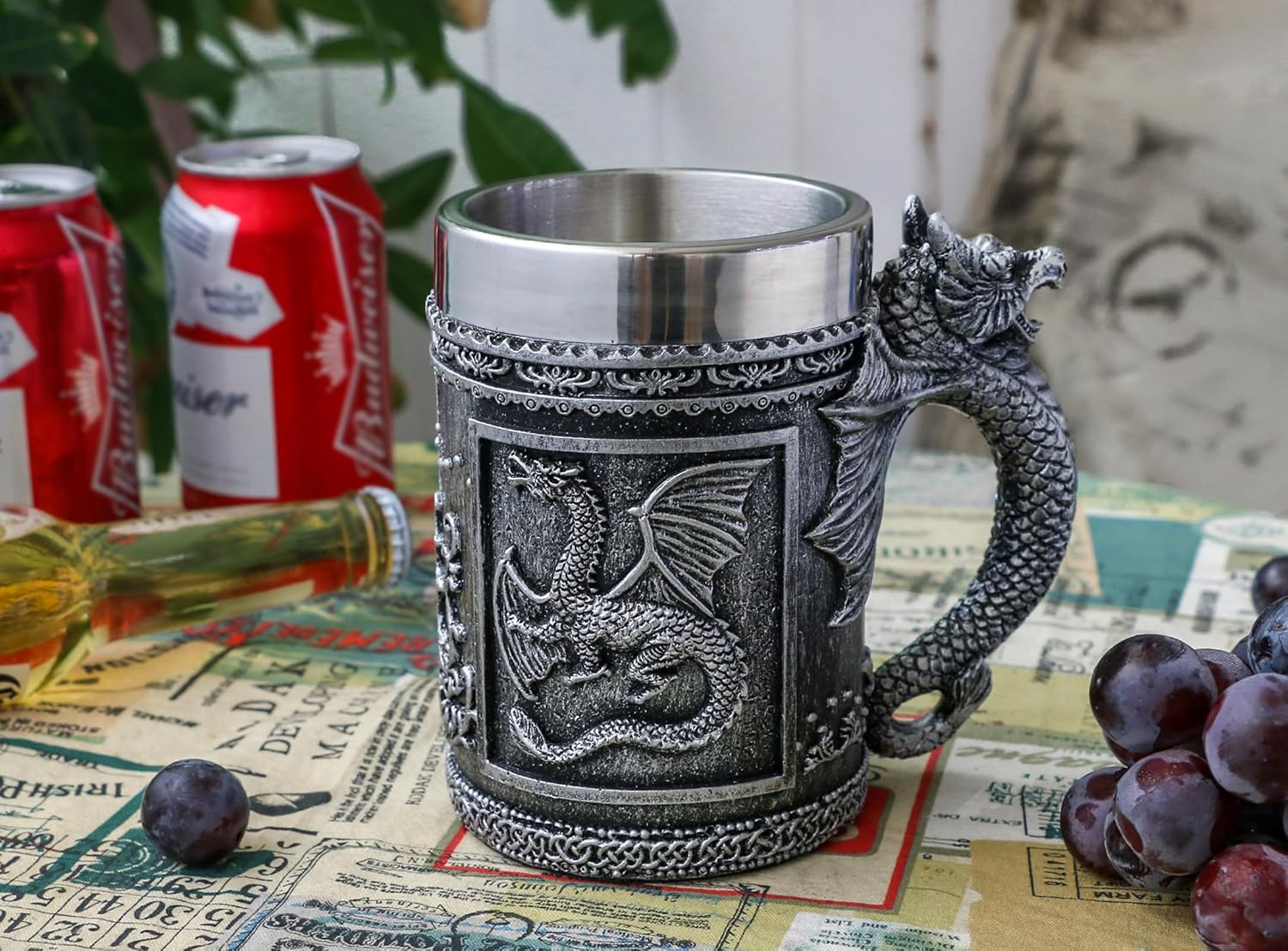 alikiki Dungeons and Dragons Coffee Mug Large - GOT D&D Gaming Beer Mugs Gifts for Men - 21oz Stainless Steel Drinking Tankard Coffee Cup Dragon Gift for Lovers Collector Party Decoration - Image 8