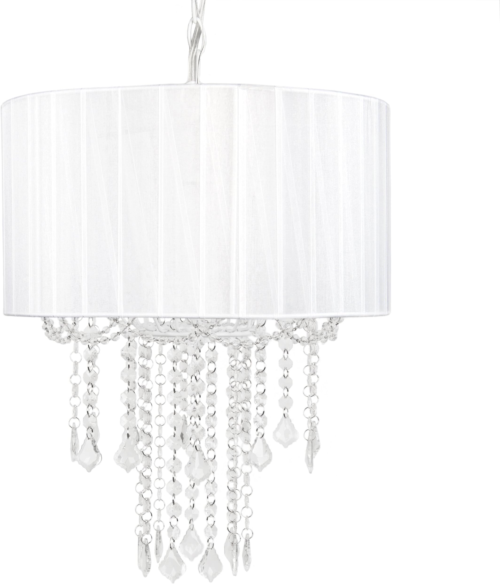 Tadpoles 1 Bulb Shaded Chandelier, White