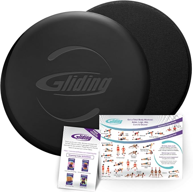 Gliding 9” Sliders for Working Out on Any Floor, 1 Pair + 4 Videos | The Original Exercise Gliders, Discs for Full Body Fitness, Pilates, Core, Physical Therapy and Resistance Workouts