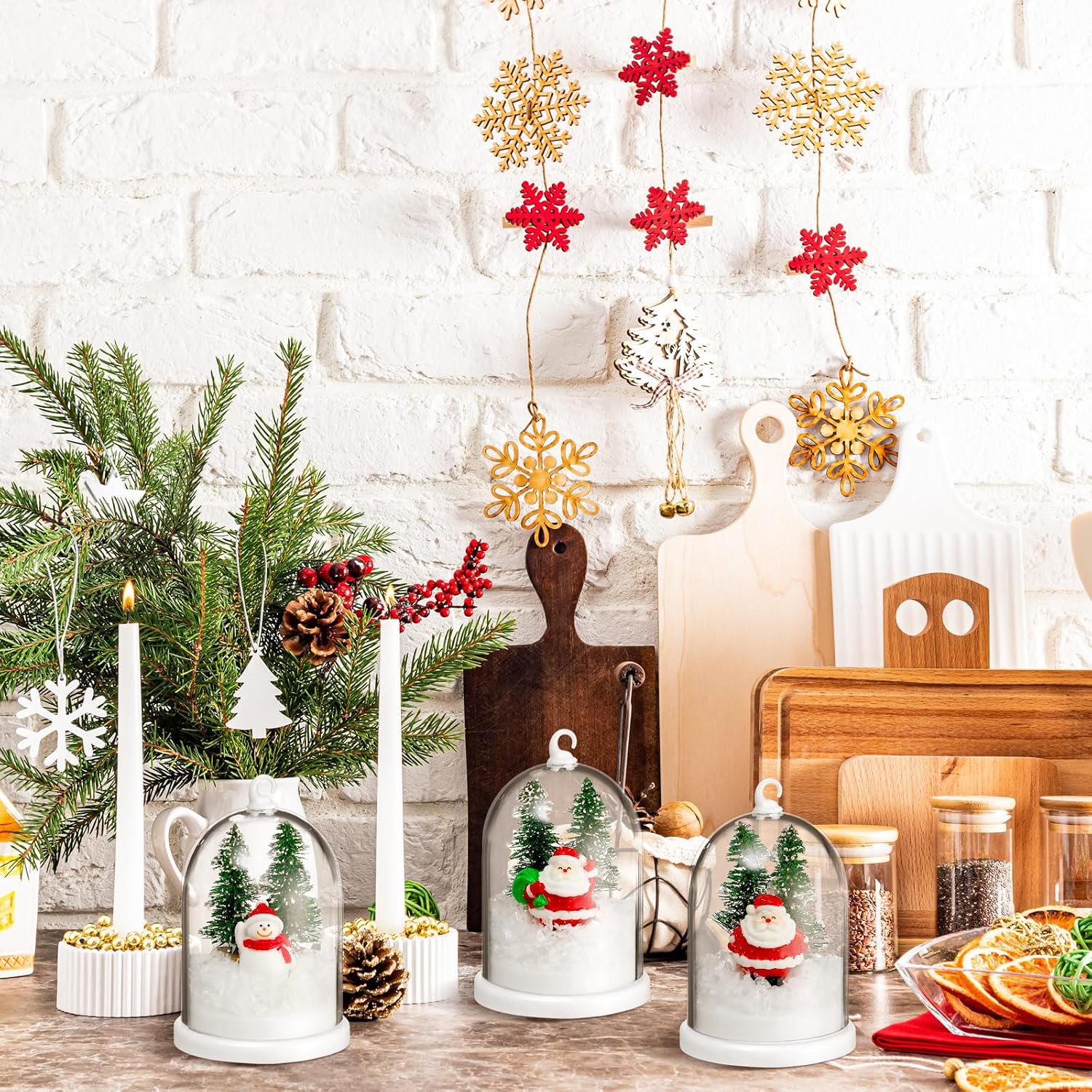 Vercraft 6 Sets Christmas Snow Globe Kit for Christmas Tree Ornaments DIY Craft Photo Clear Hanging Snowglobe Includes Xmas Tree Mini Snowman Artificial Snow for Winter Home Wonderland Party Decor