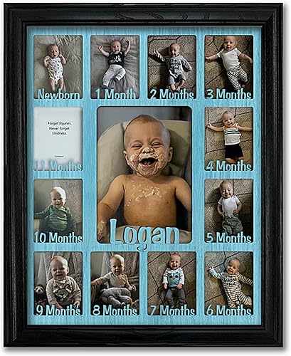 Northland Baby - Marco personalizado para el primer año, con capacidad para doce fotos de decoración de guardería de recién nacidos de 2.5 x 3.5