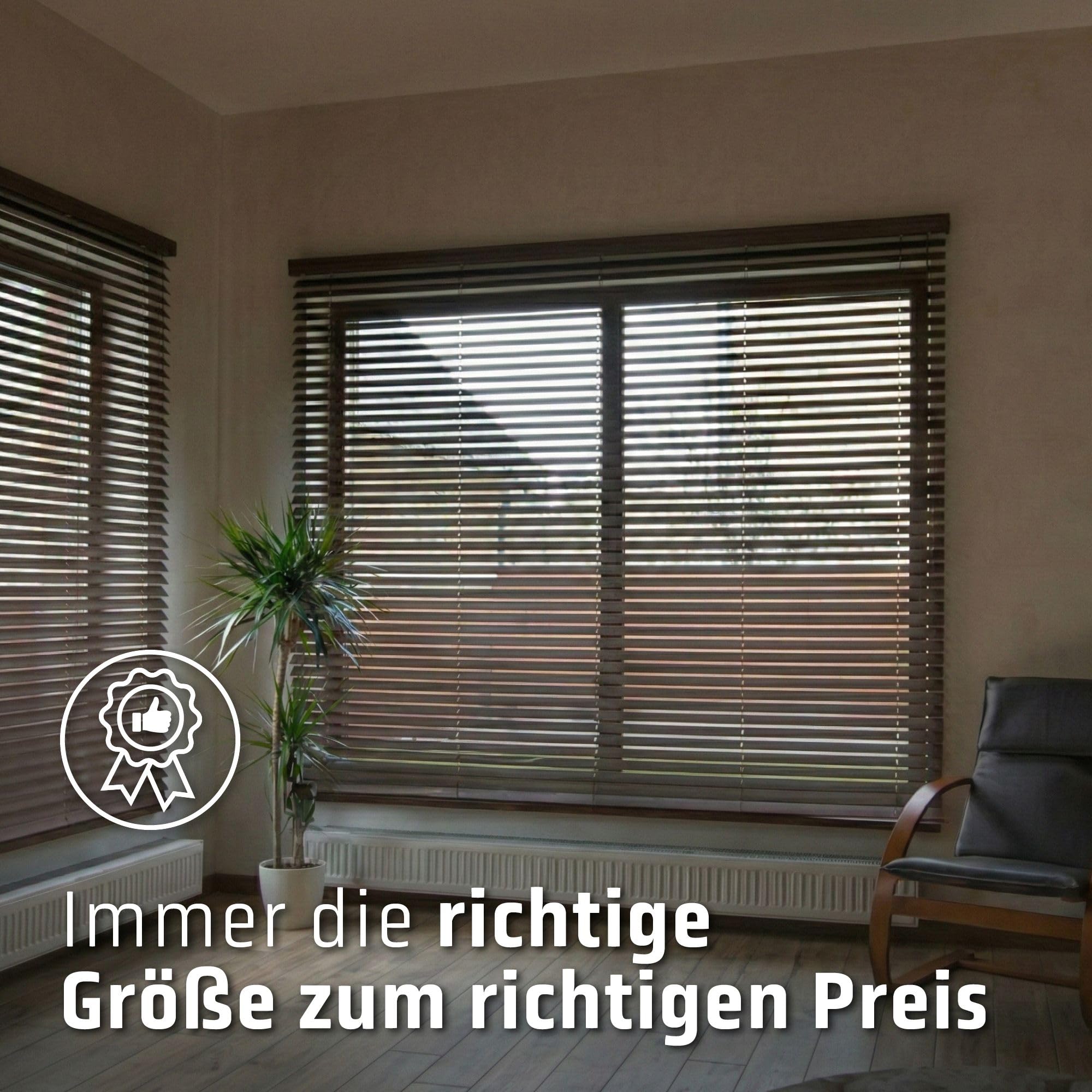Cocoon Holz Jalousien Fenster Innen 70 x 130 - Schwarz - 50mm Lamellen | Holzjalousie - Paulownia Holz - Einfache Montage - Lichtregulierung - Vollständiger Grössenbereich - 3 Zeitlosen Farben