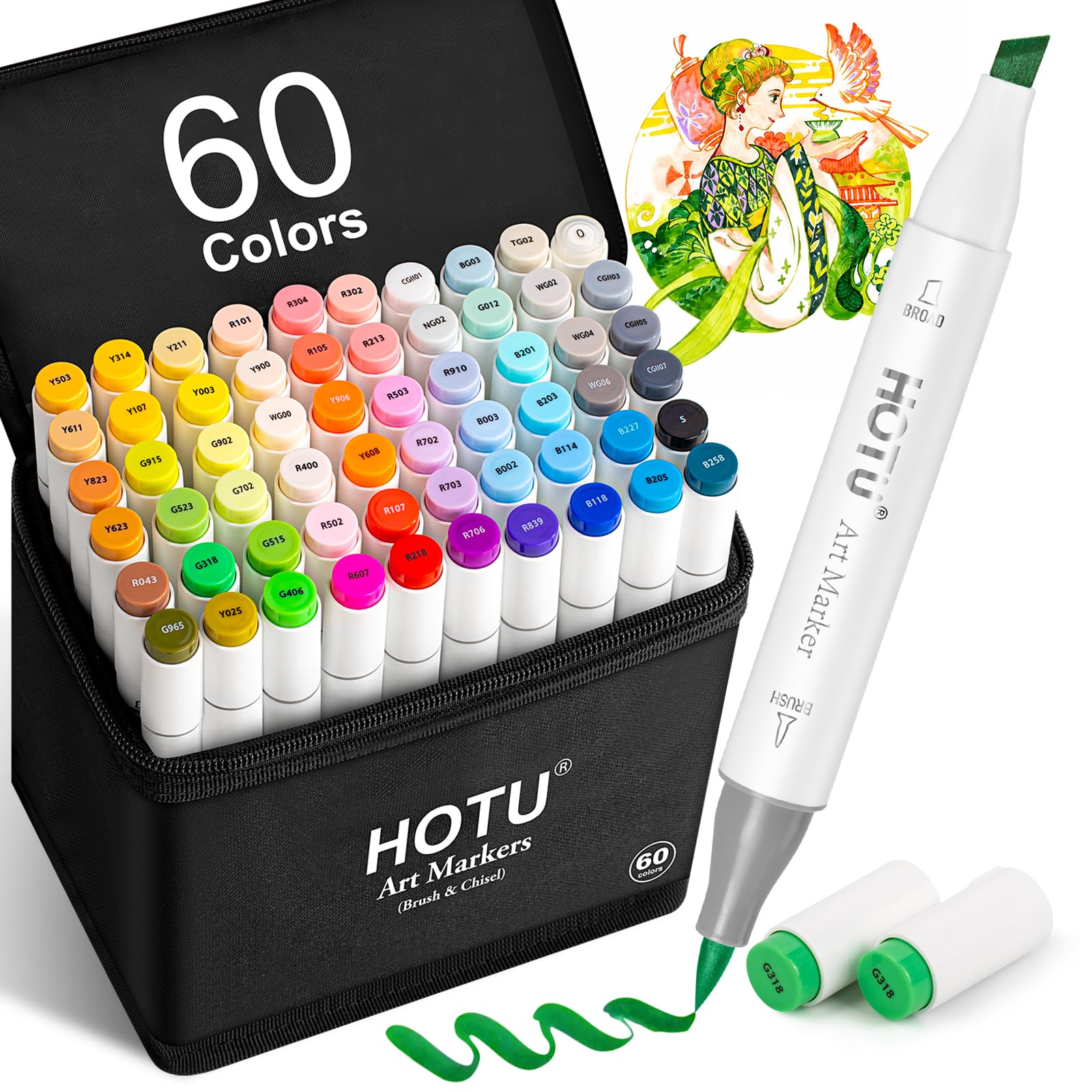 HOTU 60-Color Alcohol Markers