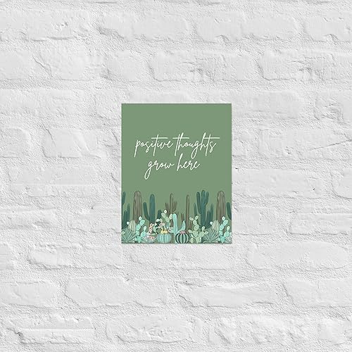 Miniatura 6 de So Sketchy Póster de pensamientos positivos crecen aquí  Póster de positividad  Arte de pared de plantas de cactus