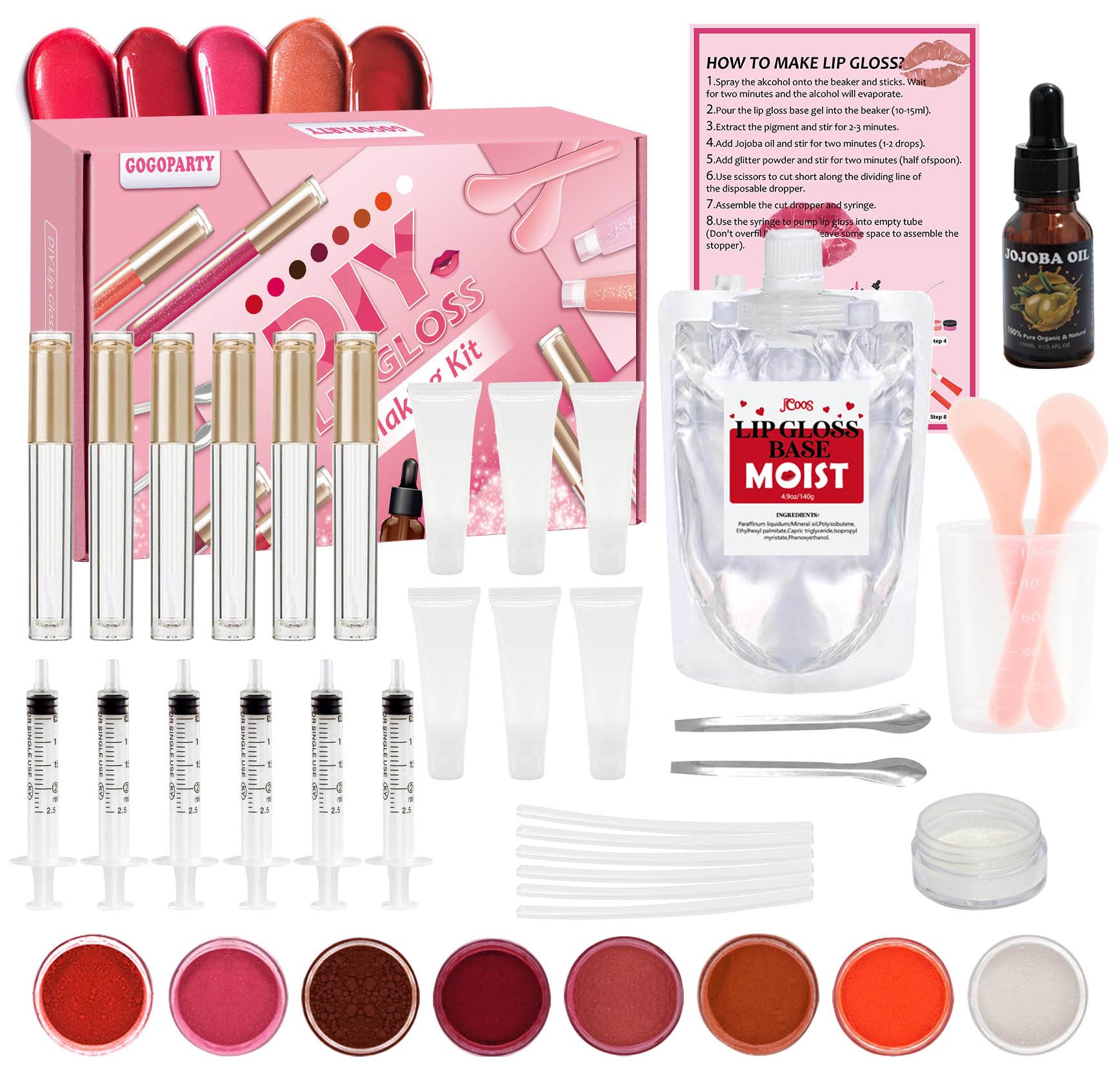 Kit de fabrication de gloss, Vezerd Lipgloss Making Kit, Créative Bricolage Adulte DIY Set de fabrication, Fille Lipgloss Set drôle de cadeau de maquillage pour les femmes, Rose
