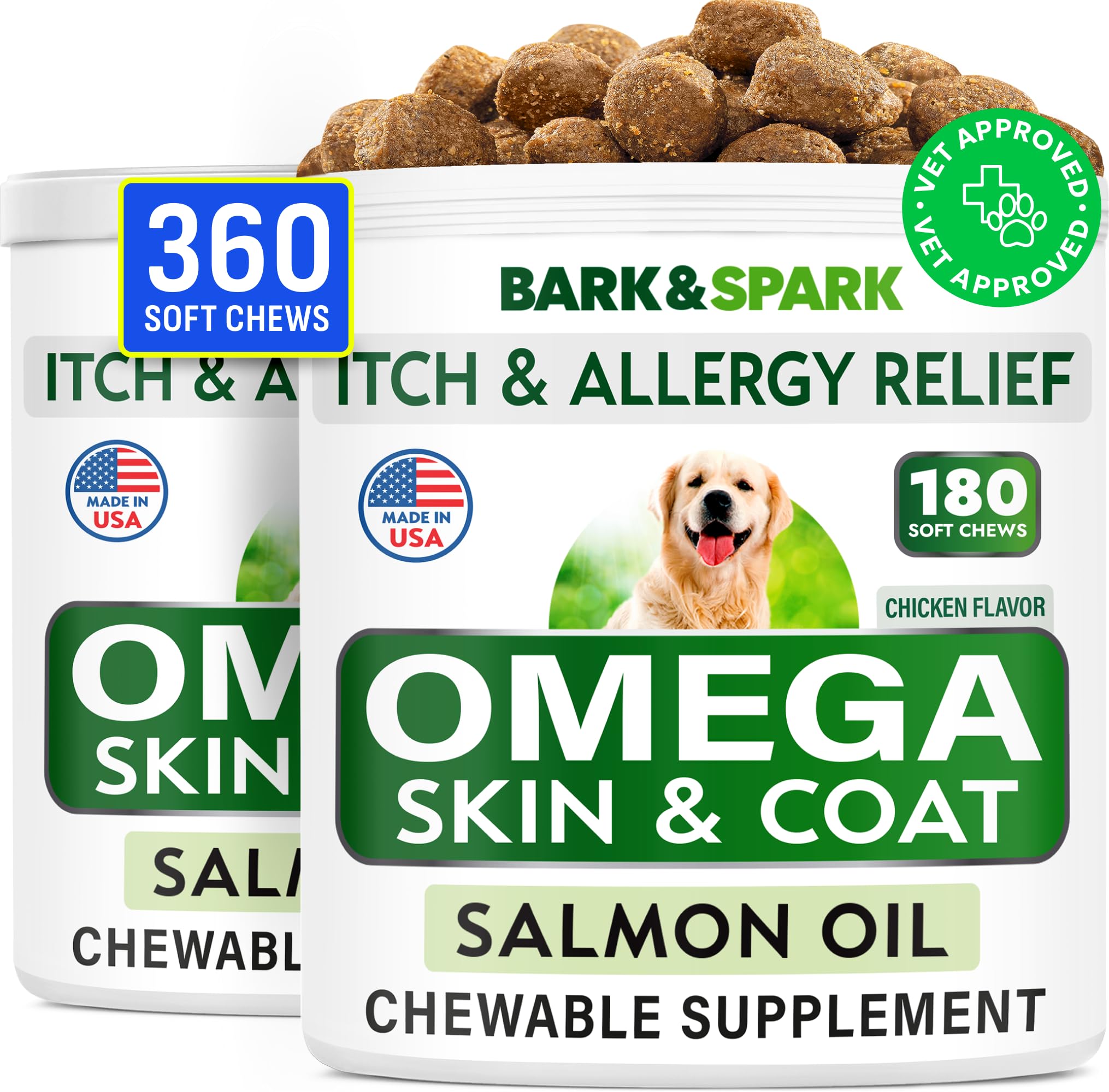 Omega 3 for Dogs - Fish Oil for Skin &amp; Coat Health, Itch &amp; Allergy Support