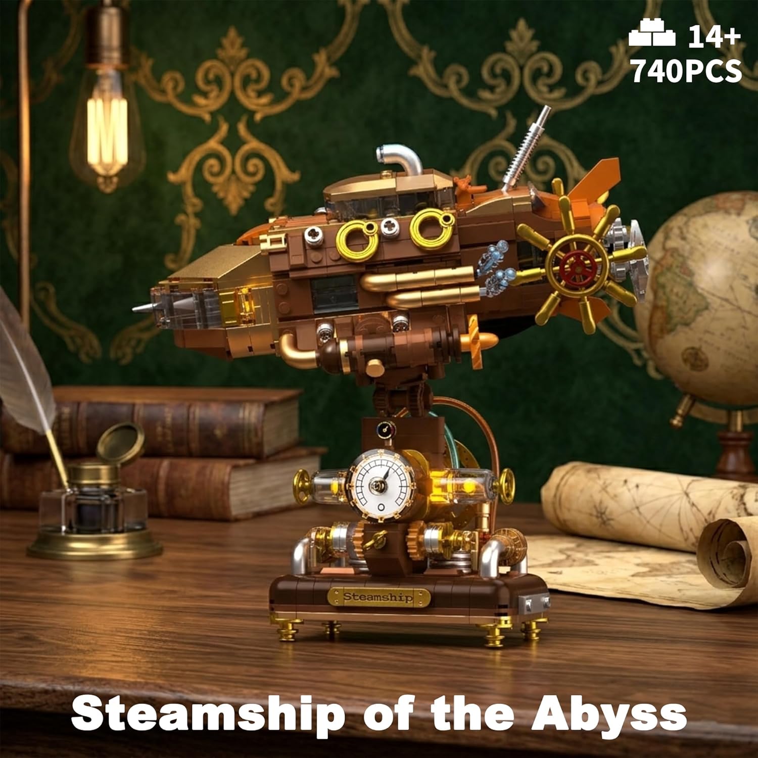 Building Toys Set, Deep Sea Steamship Buildings Blocks for Adults, Teens 14+, Creative Model Building Kits Birthday Home Office Decoration, 740PCS