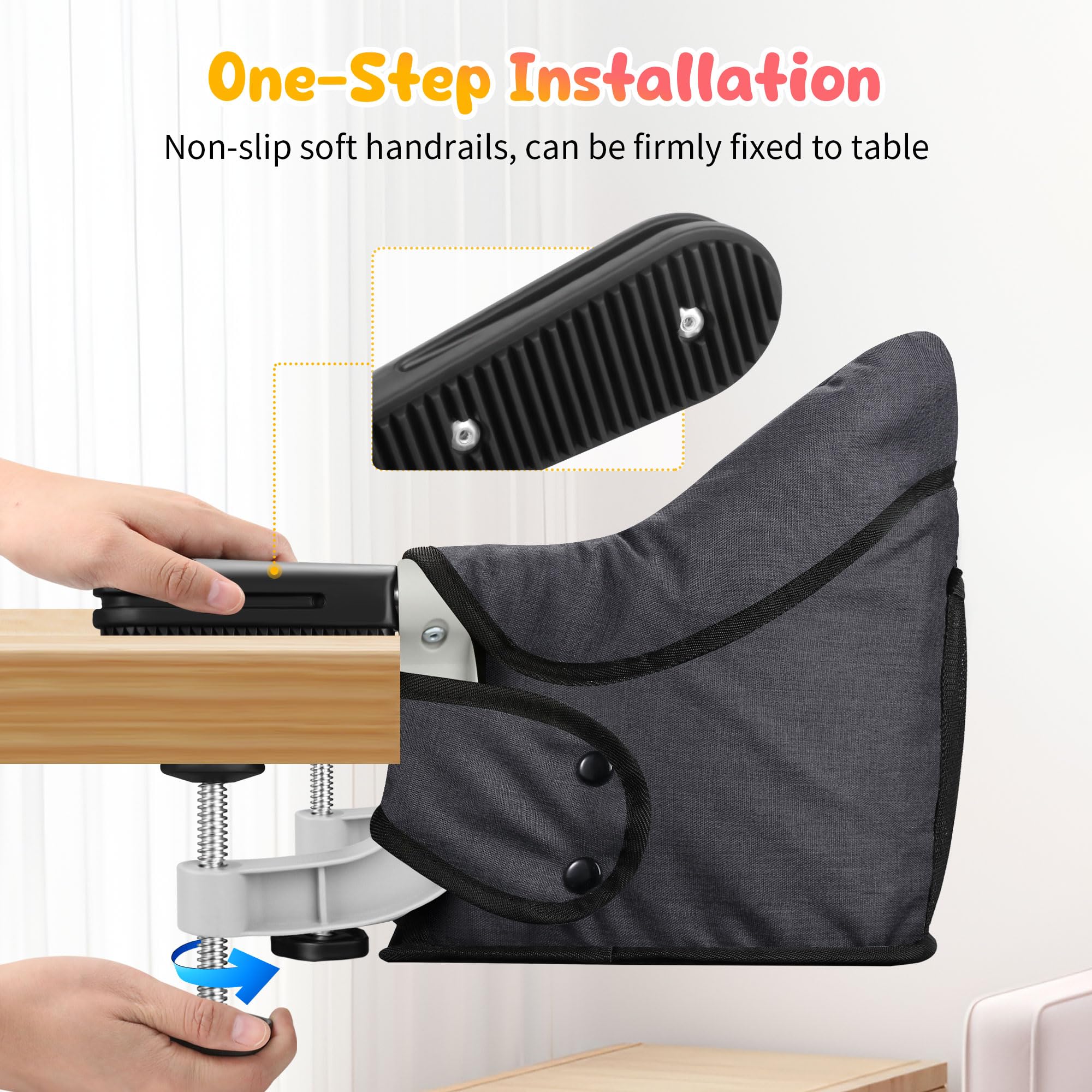 Toogel Chaise haute avec crochet et plateau amovible pour bébés et enfants de 6 à 36 mois, portable et pliable, pour la maison et les voyages, chaise d'alimentation pour bébé avec sac de rangement