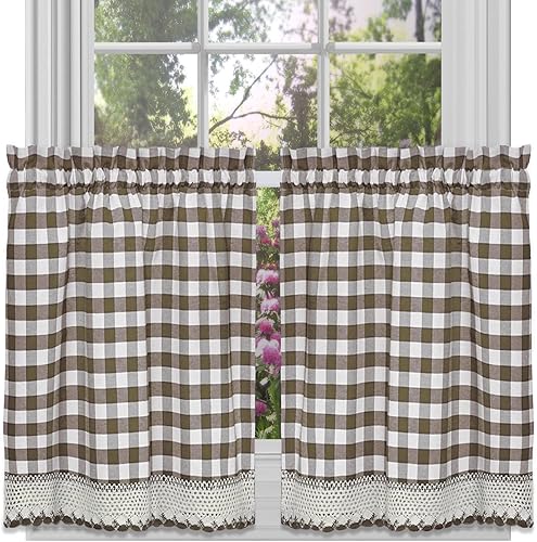 Vista 32 de Juego de cortinas de cocina, con festón, con visillo Hopewell Blanco