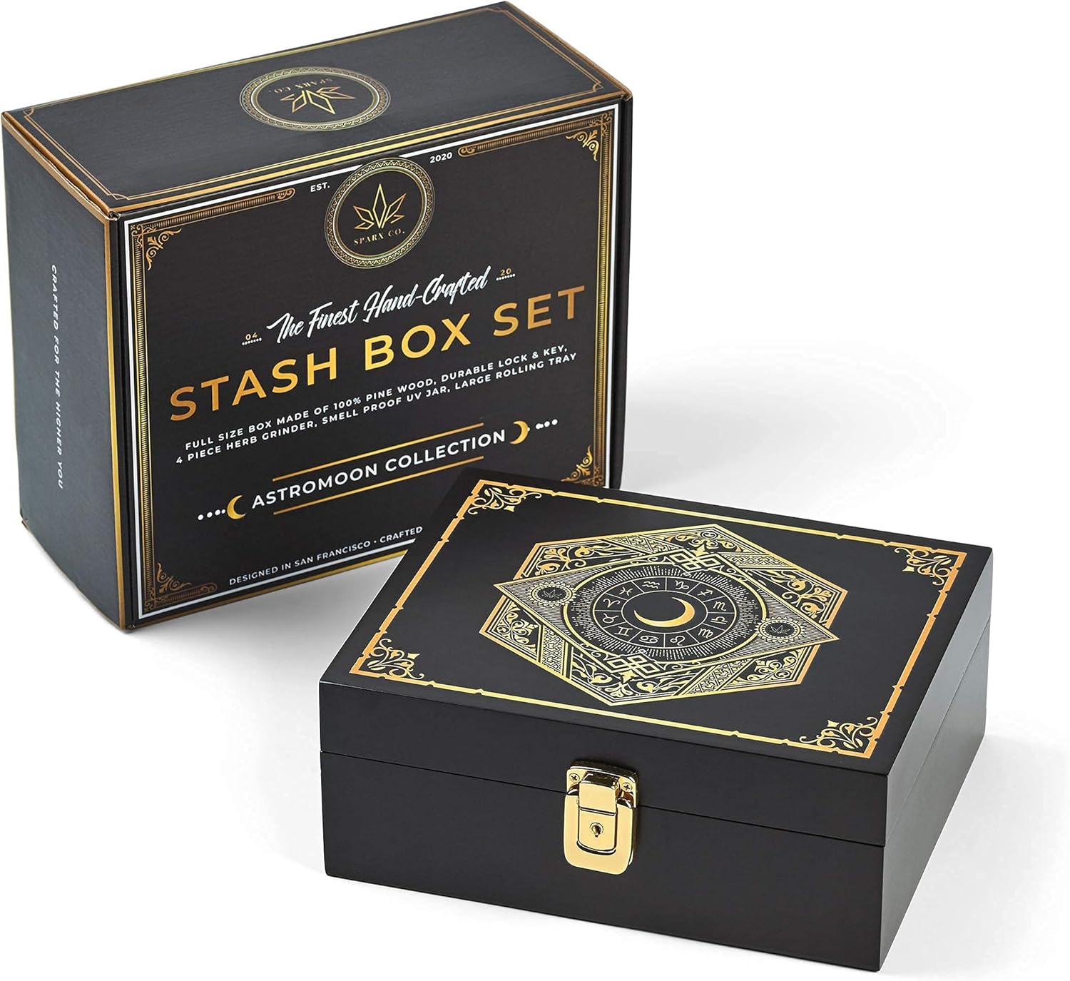 🔥 SPARX Co. Zodiac Locking Stash Box Kit. Astrological Times UV Smell Proof Container, Wooden Stash Box, Raw Grinder, Rolling Tray Set. 10x8 Large Stash Box with Accessories. Airtight Odor Proof Storage Exclusive Discount 50% Price SPARX Co. Zodiac Locking Stash Box Kit. Astrological Times UV Smell Proof Container, Wooden Stash Box, Raw Grinder, Rolling Tray Set. 10x8 Large Stash Box with Accessories. Airtight Odor Proof Storage