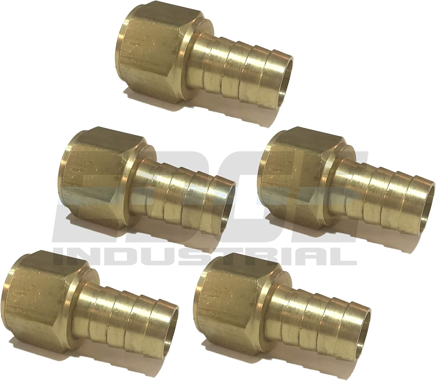 3/4 Hose ID to 3/4 Female NPT FNPT Straight Brass Fitting Fuel / AIR / Water / Oil / Gas / WOG (Qty 05)