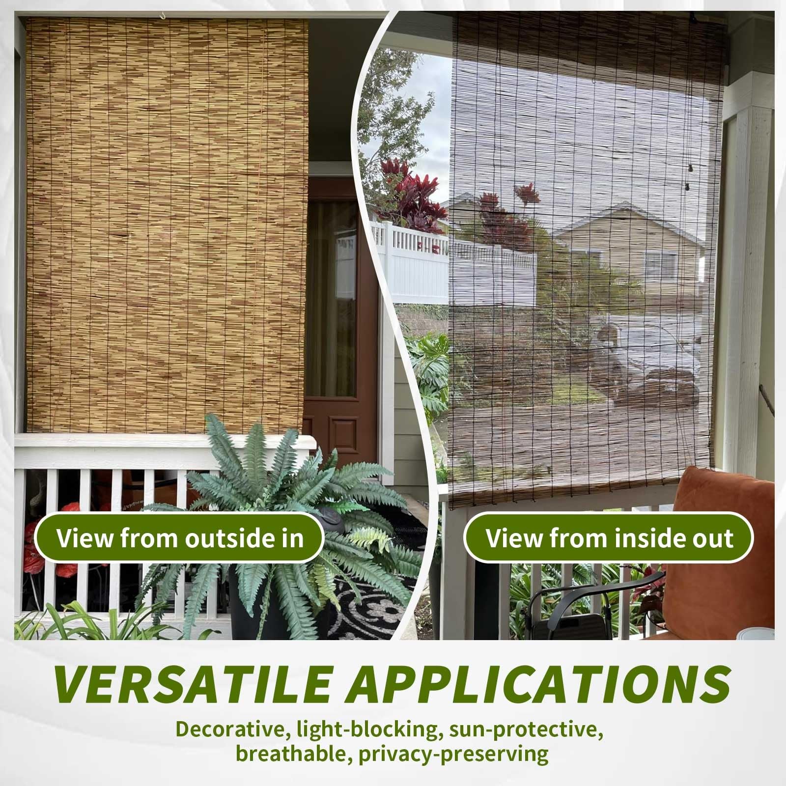 Tende In Bambu Da Esterno 120x250 150x210 150x310cm Tenda Di Bambù Privacy Tende Di Canna Tenda In Midollino Con Sollevatore Facile Da Installare Per Verande Gazebo(Natural Black,W120 x L230 cm)