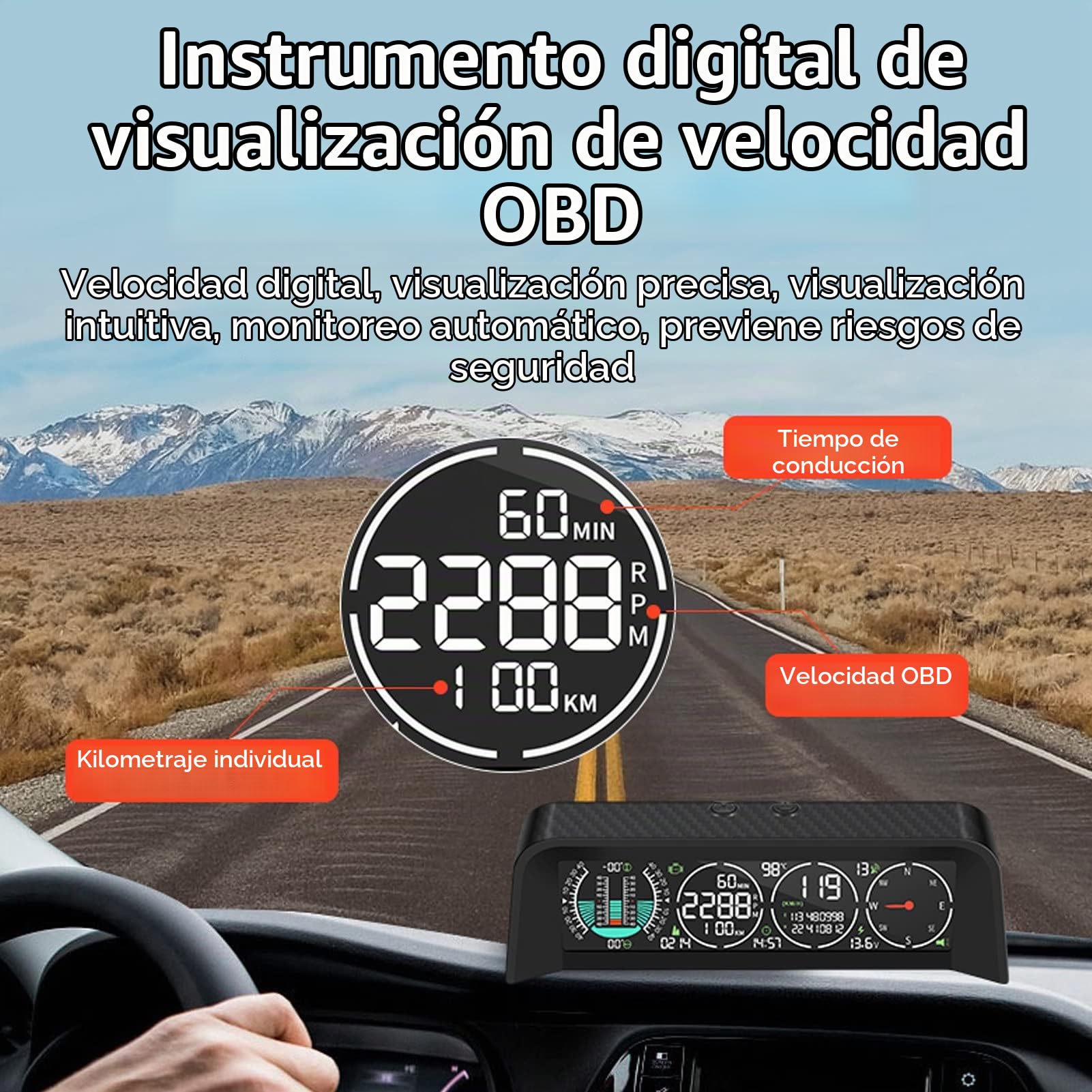 Pantalla LCD Head Up Del Parabrisas Del Coche HUD, Indicador Inteligente OBD, Interfaz OBD Del Velocímetro, Velocidad, RPM Del Motor, Medición De Kilometraje, Temperatura Del Agua, Para Todos Los Vehí