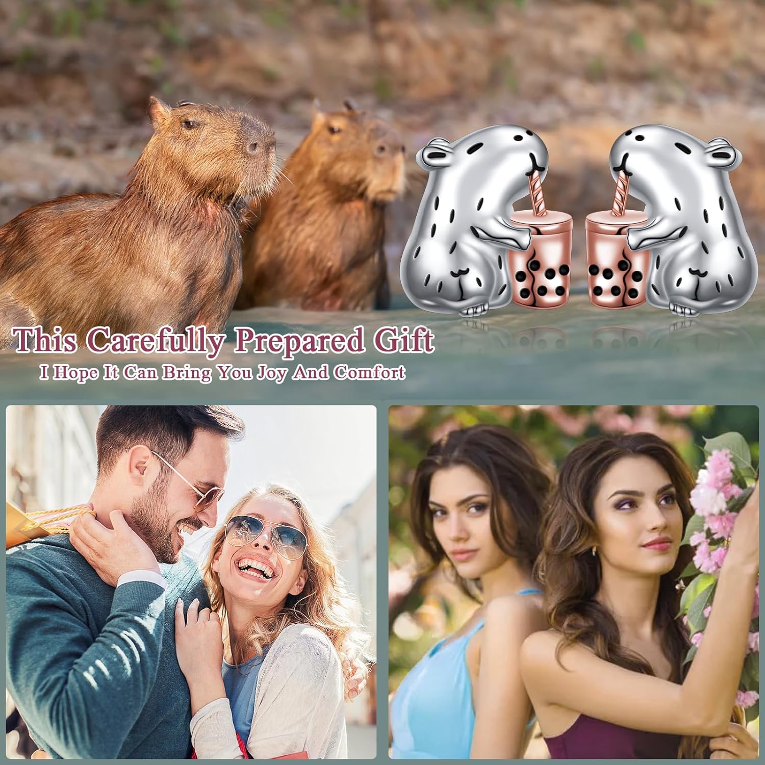 Yearace Animal Stud Earrings for Women 925 Sterling Silver Highland Cow Capybara Robin Bird Cat Bunny Stud Earrings Cute Animals Jewelry Gift for Women Girls