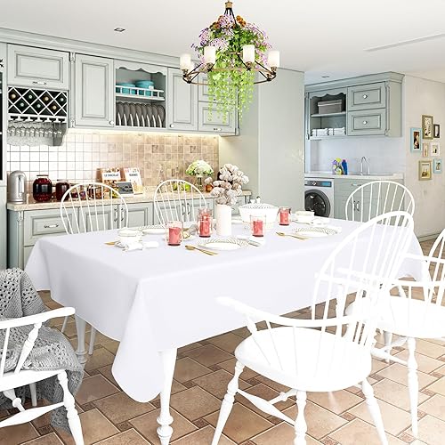 Miniatura 2 de homing Mantel rectangular de vinilo, impermeable y a prueba de derrames con respaldo de franela de plástico, cubierta de mesa fácil de limpiar para