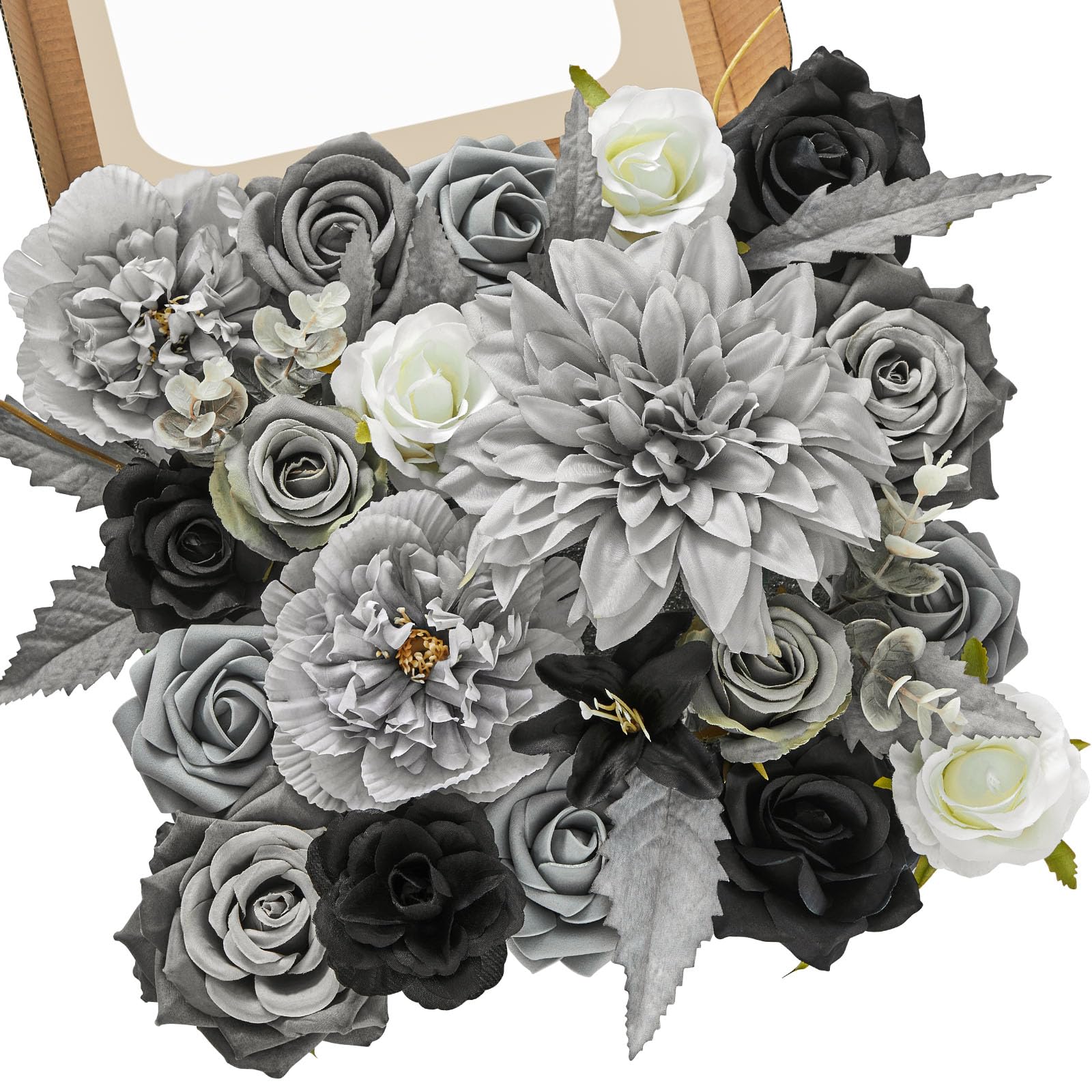 Amazon.com: Serwalin Artificial Flowers Grey Fake Flowers Box Set
