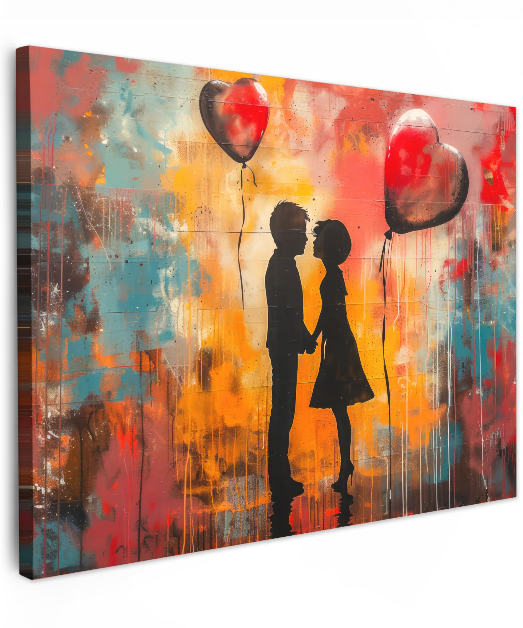 MuchoWow© Canvas Wall Art 28"x20" / 70x50 cm Decor Hanging Pictures for Living Room Canvus Artwork Deco Walls Street art - Love - Graffiti - Art - Banksy — image 1