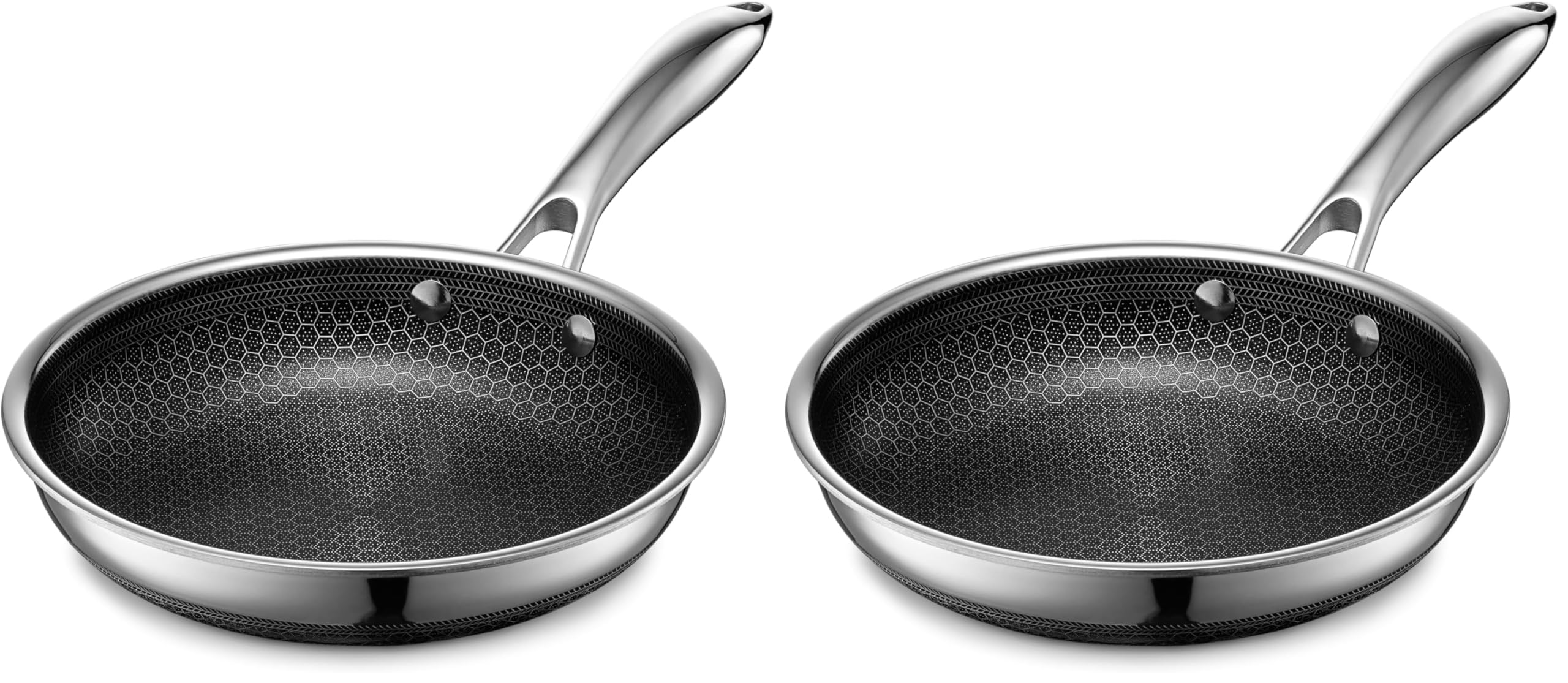 HexClad Hybrid Nonstick 8-Inch Frying Pan, Stay-Cool Handle, Dishwasher-Friendly, Oven-Safe Up to 900°F, Induction Ready, Compatible with All Cooktops (Pack of 2)