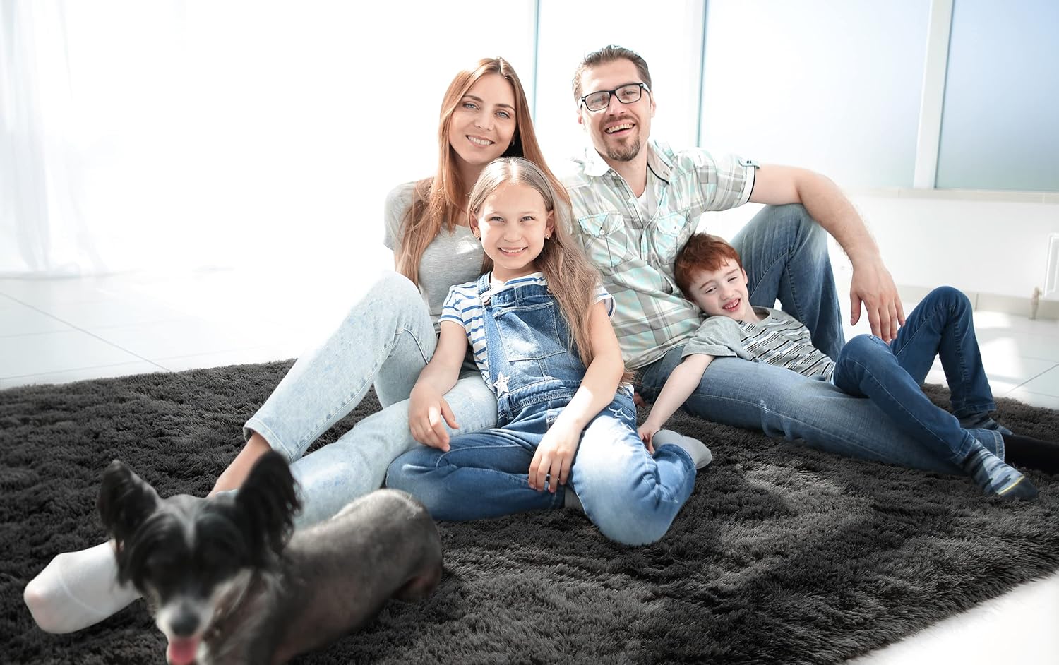 LOCHAS Ultra Soft Indoor Modern Area Rugs Fluffy Living Room Carpets for Children Bedroom Home Decor Nursery Rug , Dark Grey