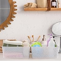 Vista 5 de Gloreen Cesta de plástico blanco, cestas de almacenamiento de tejido de 8 cuartos de galón, 4 paquetes