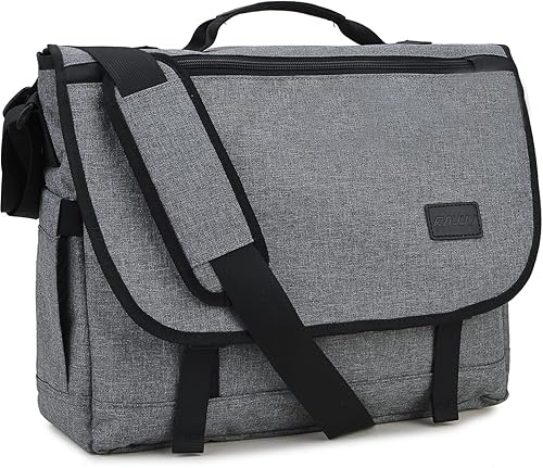 RAVUO Bolsa tipo mensajero para hombre, resistente al agua, ligera, de 15.6 y 17 pulgadas, para laptop, bolsa de hombro