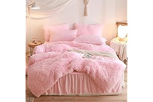 Pink Velvet Plush Shaggy Duvet Cover Set - Pink Twin